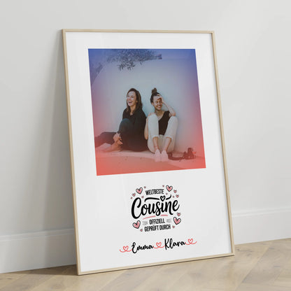 Foto Collage Poster Erstellen Weltbeste Cousine mit Namen 1 Foto