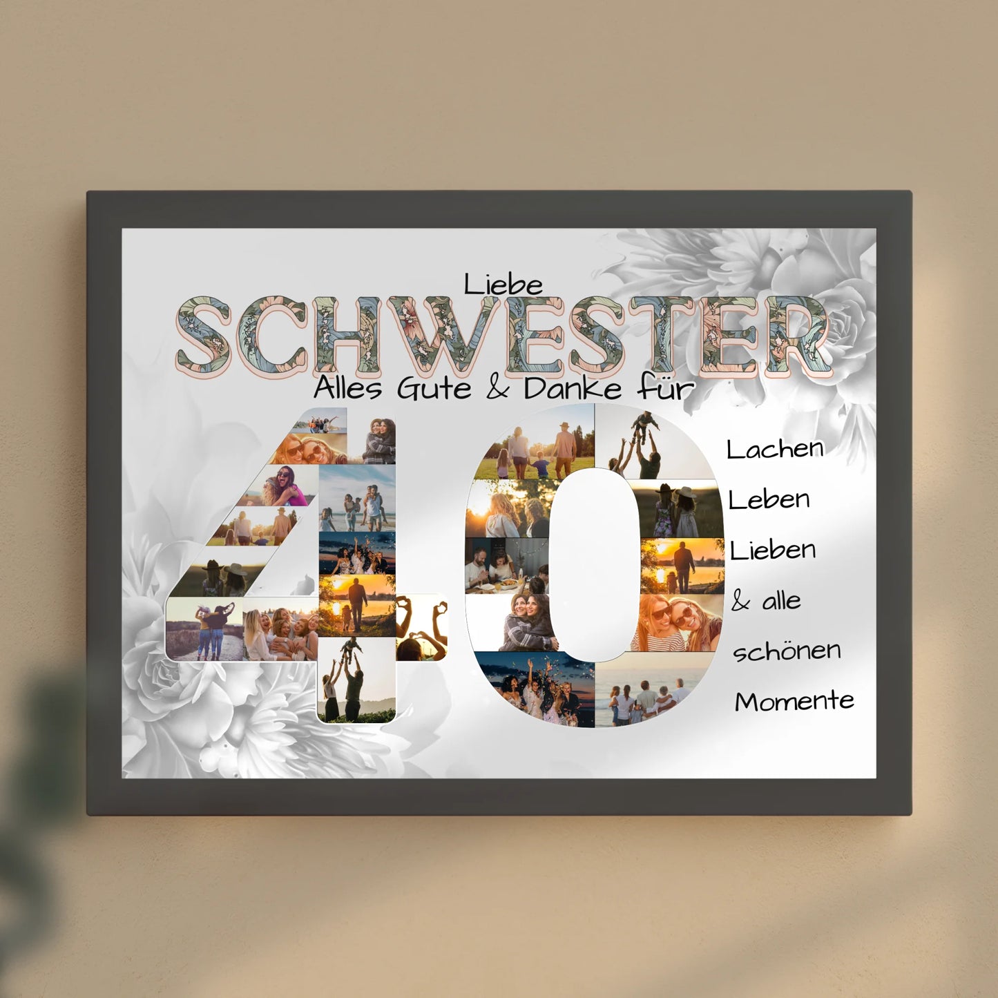 Poster Fotocollage 40 Geburtstag für Schwester Alles Gute Fotocollage