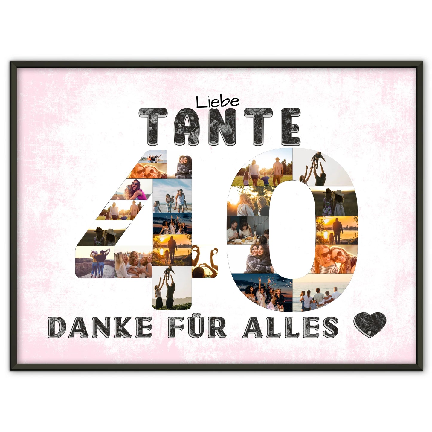 40 Geburtstag Poster Geschenk Tante Danke für Alles Fotocollage