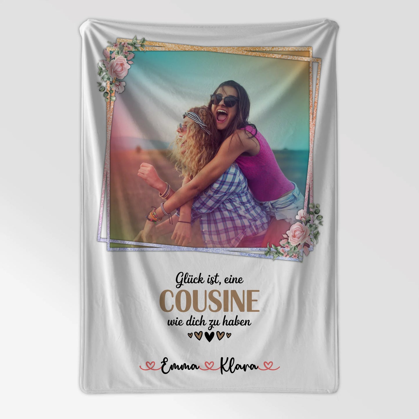 Namensdecke für Cousine mit Foto, Namen & Wunschtext, Glück Ist eine Cousine wie dich