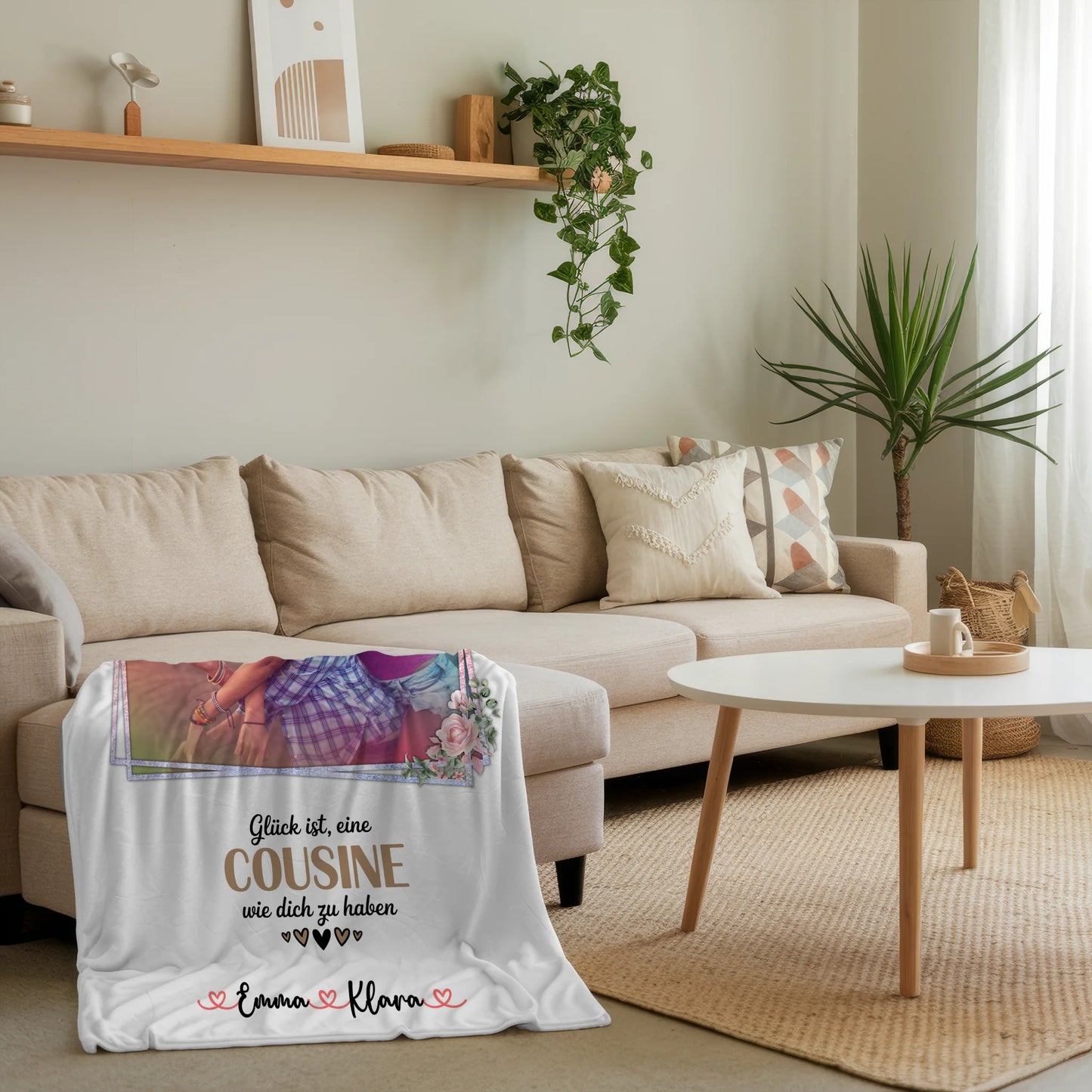 Namensdecke für Cousine mit Foto, Namen & Wunschtext, Glück Ist eine Cousine wie dich