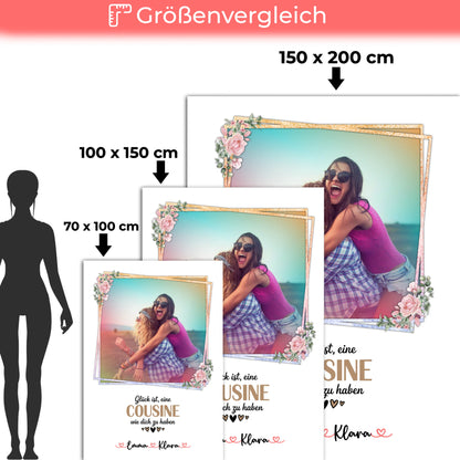 Namensdecke für Cousine mit Foto, Namen & Wunschtext, Glück Ist eine Cousine wie dich