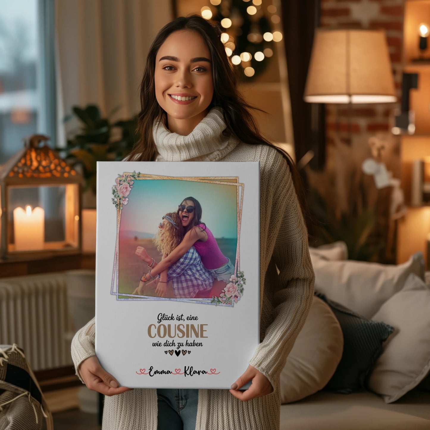 Fotocollage Großes Bild Aus Vielen Kleinen für Cousine Mit Foto, Namen & Wunschtext