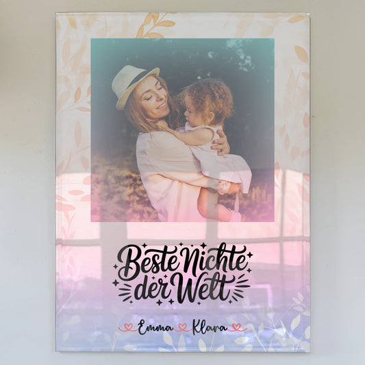 Foto Acrylglas Beste Nichte der Welt mit Namen, Foto & eigenem Wunschtext