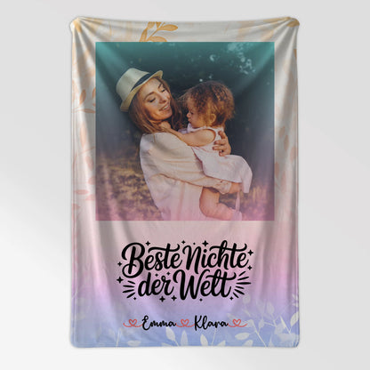 Personalisierte Kuscheldecke Mit Namen Beste Nichte Der Welt mit Foto & eigenem Spruch