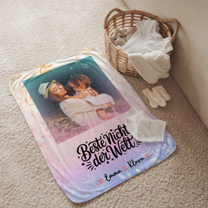 Personalisierte Kuscheldecke Mit Namen Beste Nichte Der Welt mit Foto & eigenem Spruch