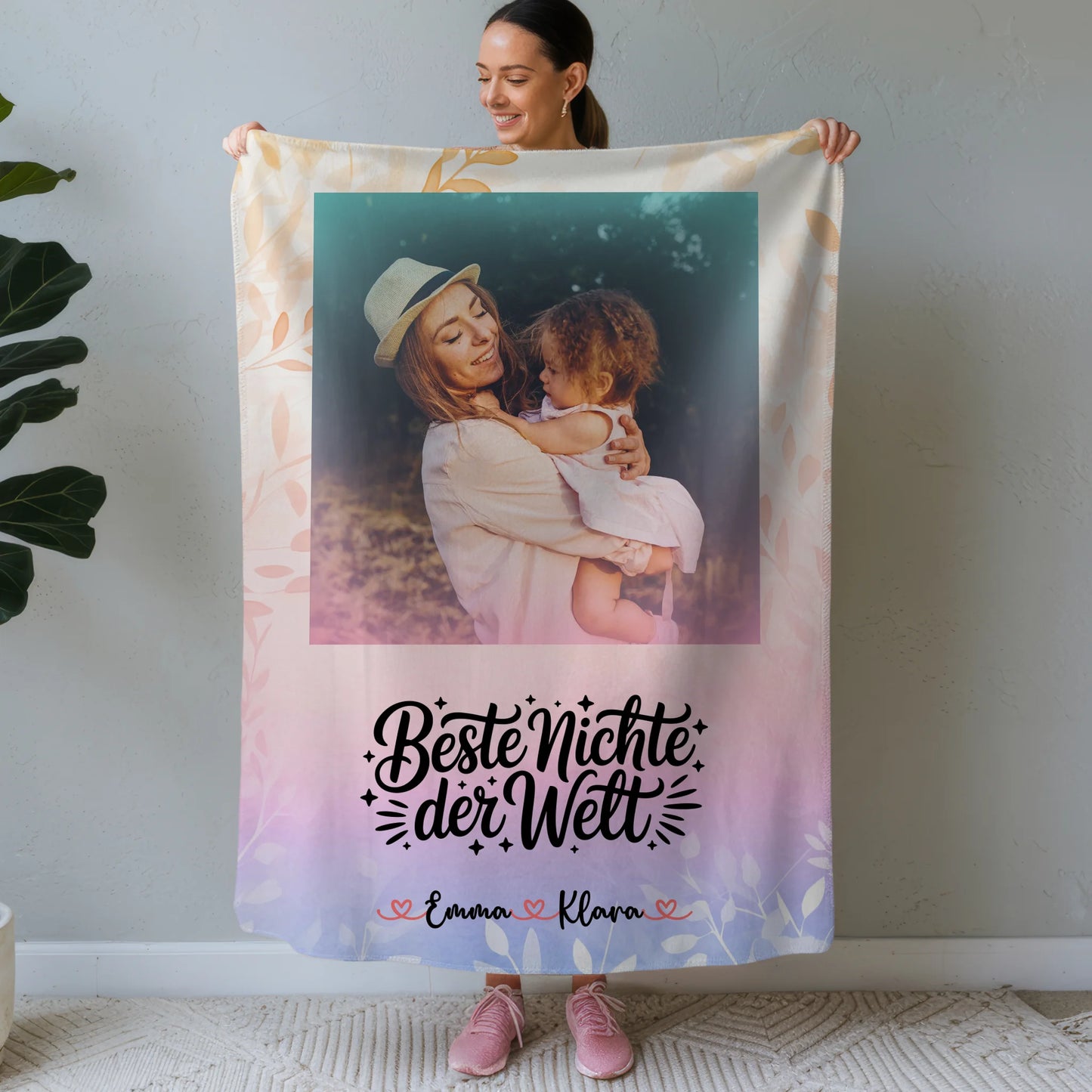 Personalisierte Kuscheldecke Mit Namen Beste Nichte Der Welt mit Foto & eigenem Spruch