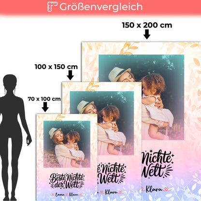 Personalisierte Kuscheldecke Mit Namen Beste Nichte Der Welt mit Foto & eigenem Spruch