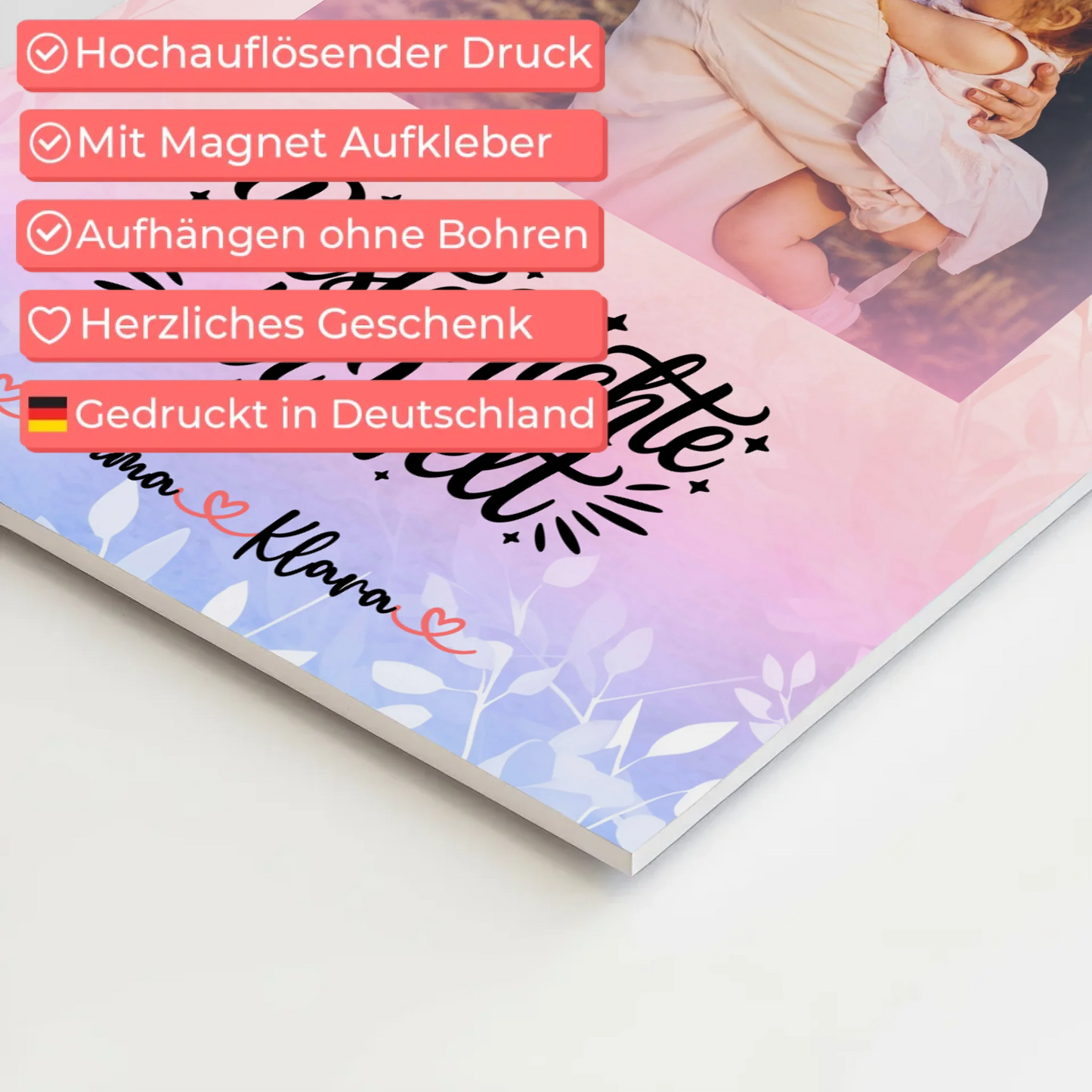 Fotoboard Magnet Poster Beste Nichte der Welt mit Foto, Namen & Wunschtext personalisiert