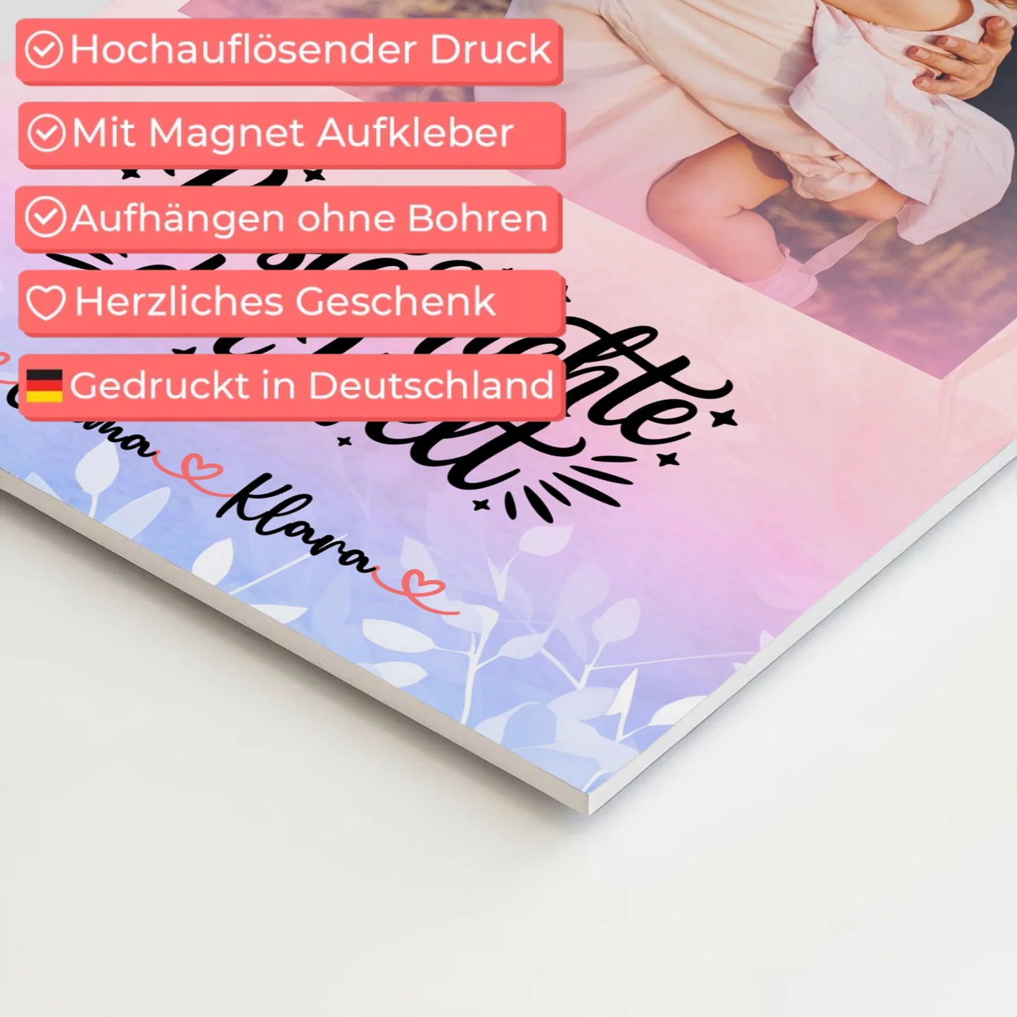 Fotoboard Magnet Poster Beste Nichte der Welt mit Foto, Namen & Wunschtext personalisiert