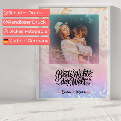 Personalisiertes Poster Beste Nichte der Welt mit Foto, Namen & eigenem Wunschtext