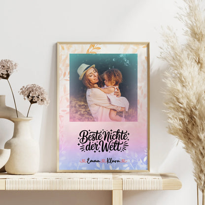 Personalisiertes Poster Beste Nichte der Welt mit Foto, Namen & eigenem Wunschtext