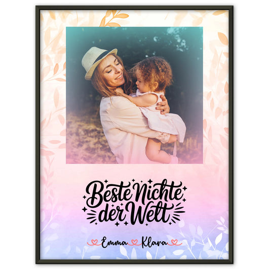 Personalisiertes Poster Beste Nichte der Welt mit Foto, Namen & eigenem Wunschtext