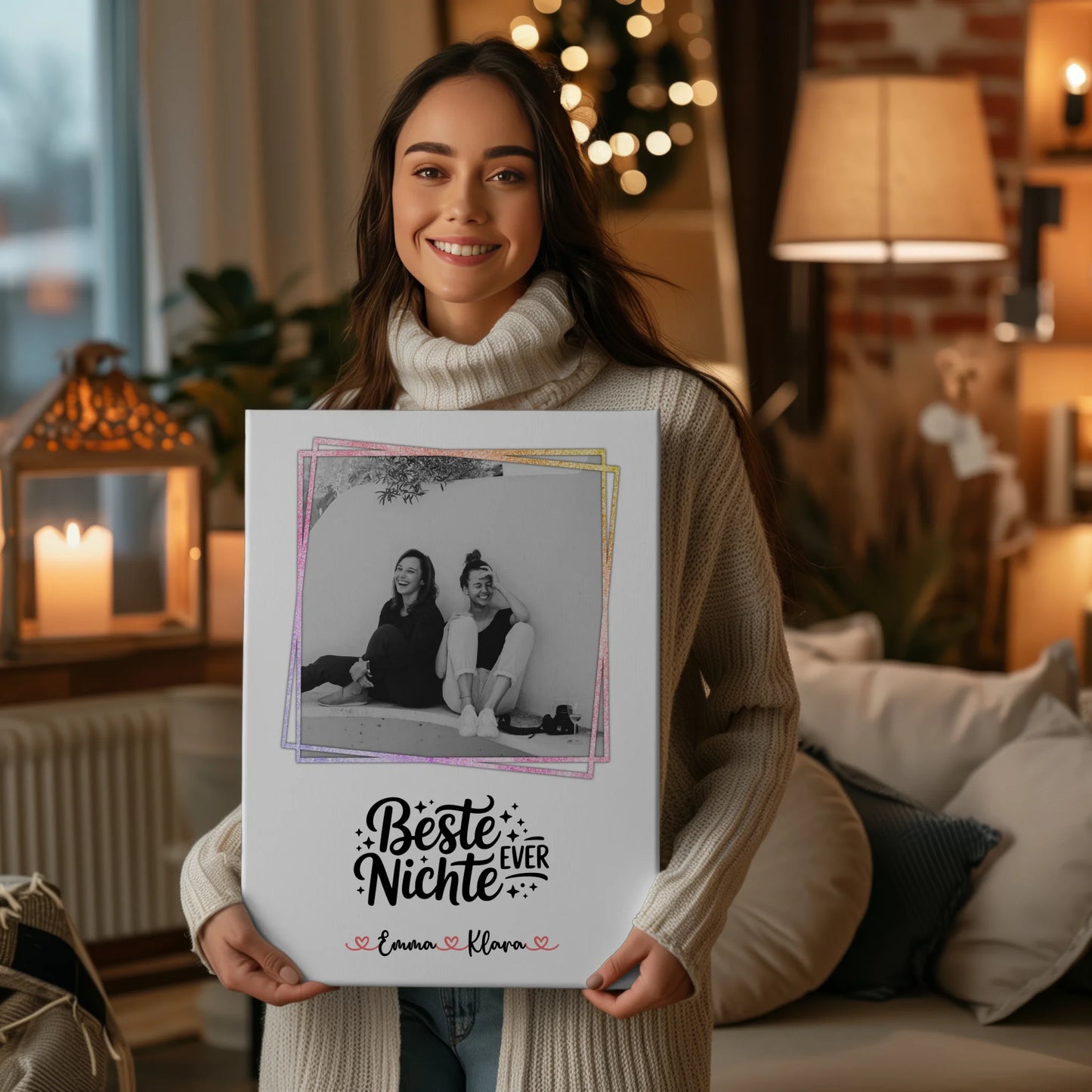 Leinwand Collagen Erstellen für Beste Nichte Ever Mit Foto & Namen Black & White