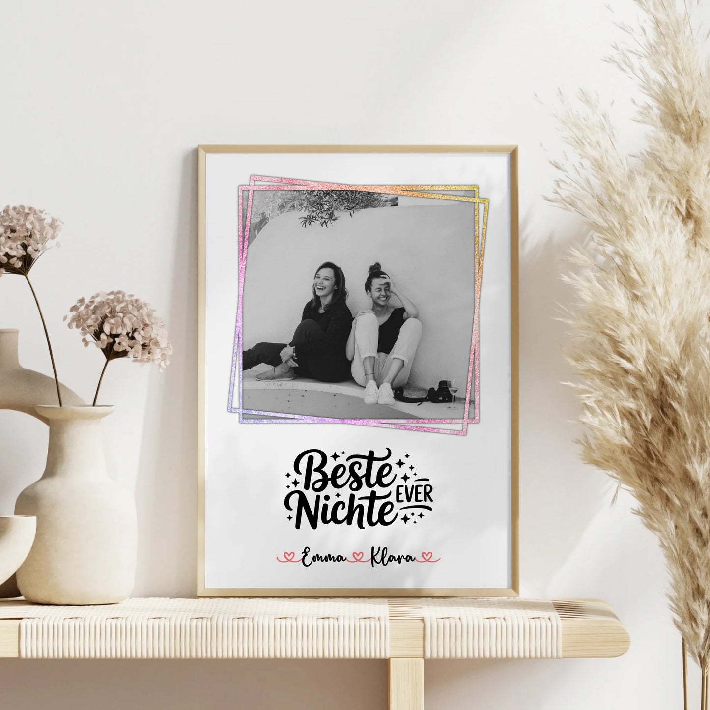 Poster Personalisiert für Beste Nichte Ever Mit Foto & Namen Black & White