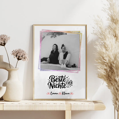 Poster Personalisiert für Beste Nichte Ever Mit Foto & Namen Black & White