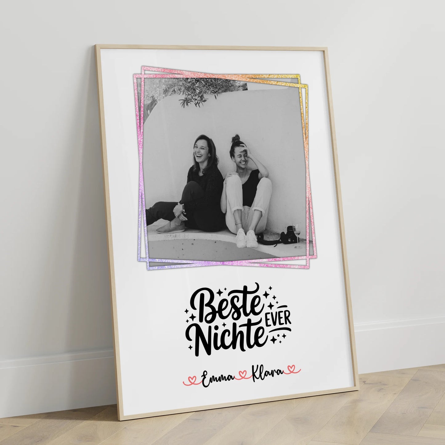 Poster Personalisiert für Beste Nichte Ever Mit Foto & Namen Black & White