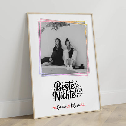 Poster Personalisiert für Beste Nichte Ever Mit Foto & Namen Black & White