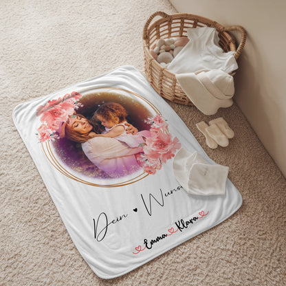 Kuscheldecke Mit Namen Und Motiv Nichte mit 1 Foto & Wunschtext
