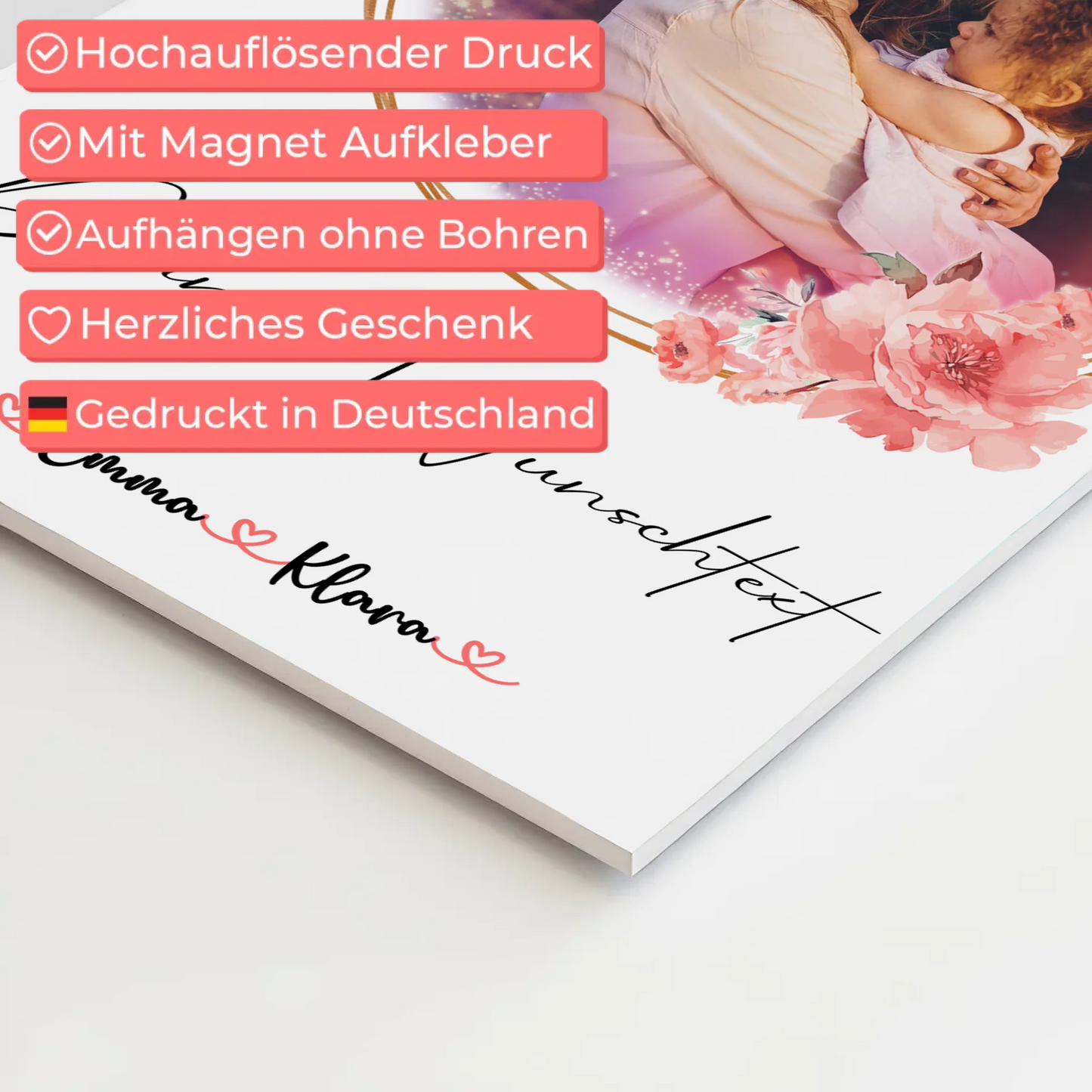 Fotoboard Magnet Poster Nichte 6 Fotos & Namen Wunschtext