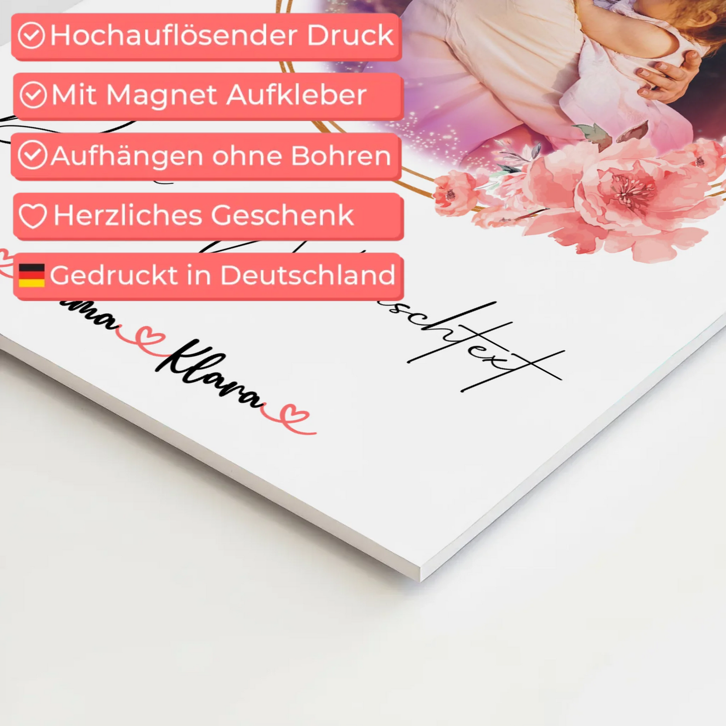 Fotoboard Magnet Poster Nichte 6 Fotos & Namen Wunschtext