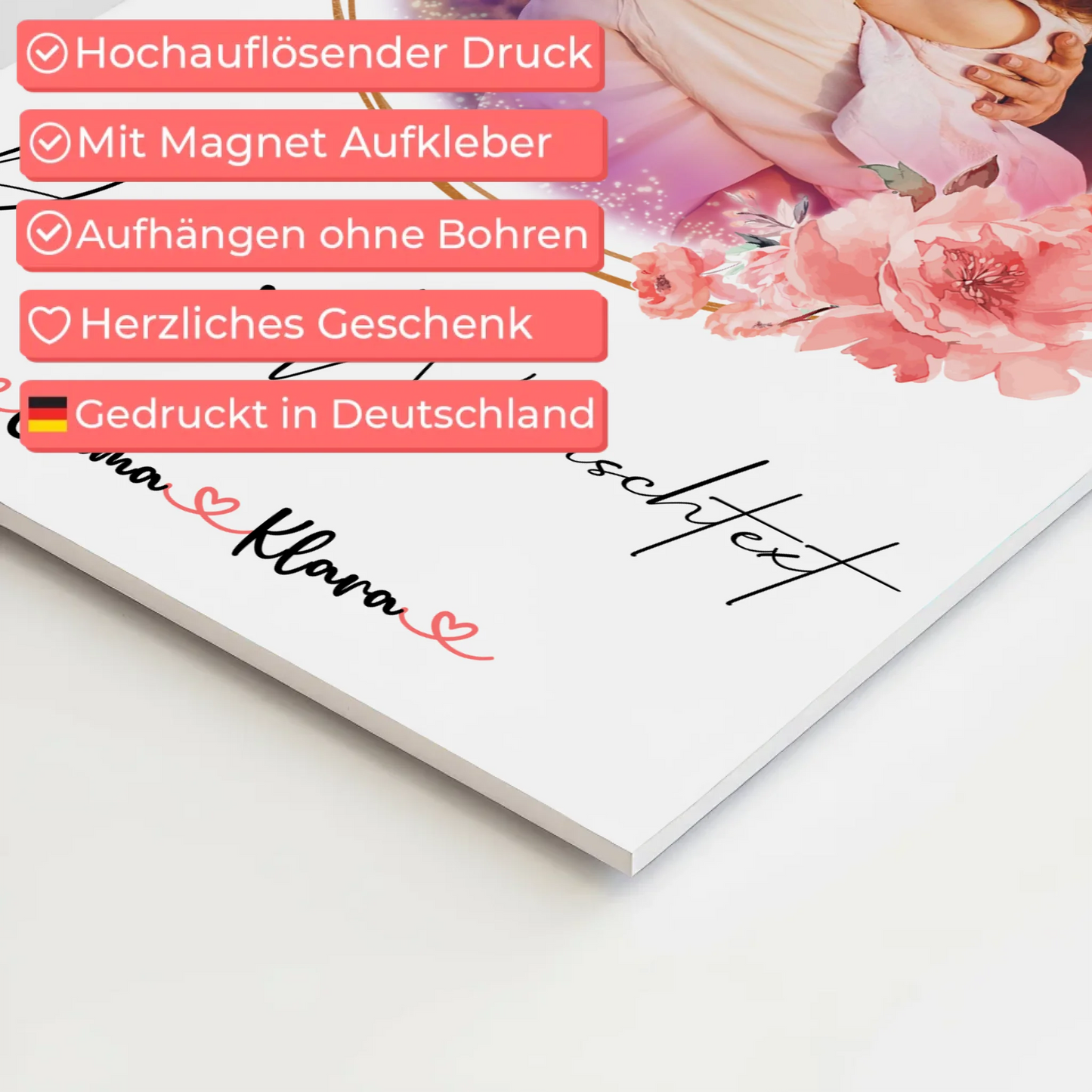 Fotoboard Magnet Poster Nichte 6 Fotos & Namen Wunschtext