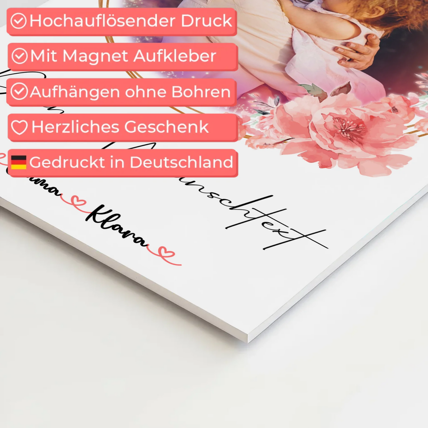 Fotoboard Magnet Poster Nichte 6 Fotos & Namen Wunschtext