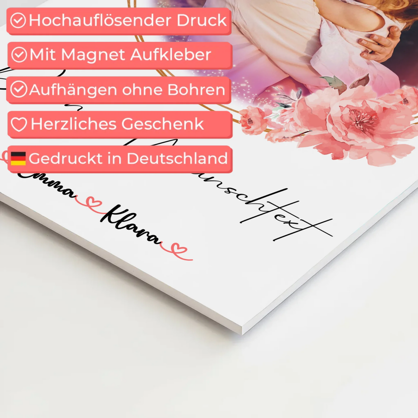 Fotoboard Magnet Poster Nichte 6 Fotos & Namen Wunschtext