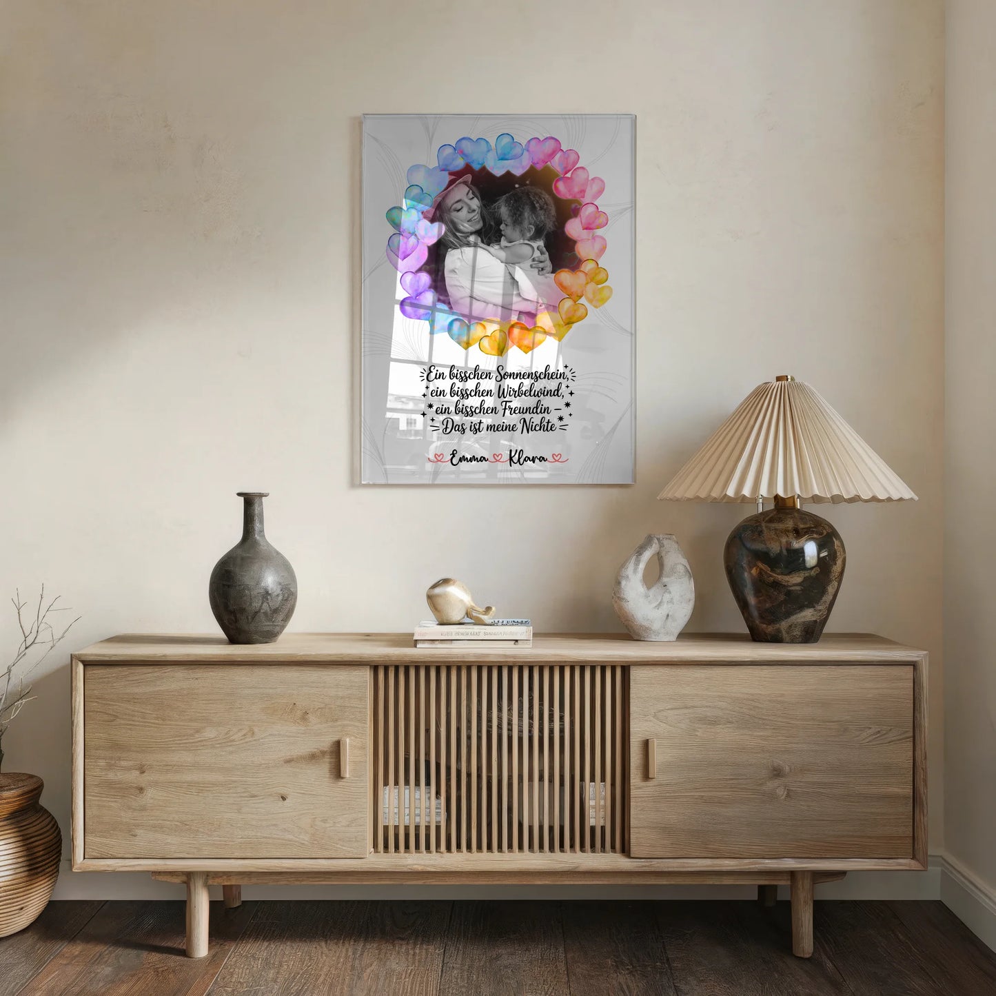 Personalisiertes Acrylglas Wandbild Sonnenschein Wirbelwind Nichte mit Foto & Wunschtext