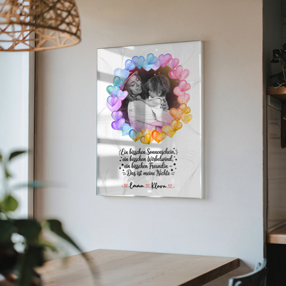 Personalisiertes Acrylglas Wandbild Sonnenschein Wirbelwind Nichte mit Foto & Wunschtext