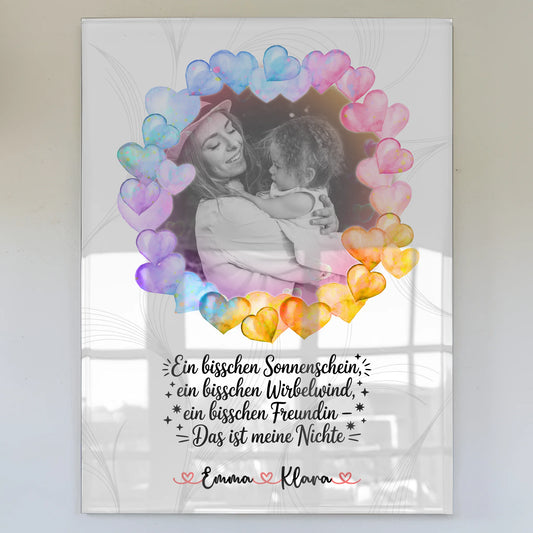 Personalisiertes Acrylglas Wandbild Sonnenschein Wirbelwind Nichte mit Foto & Wunschtext