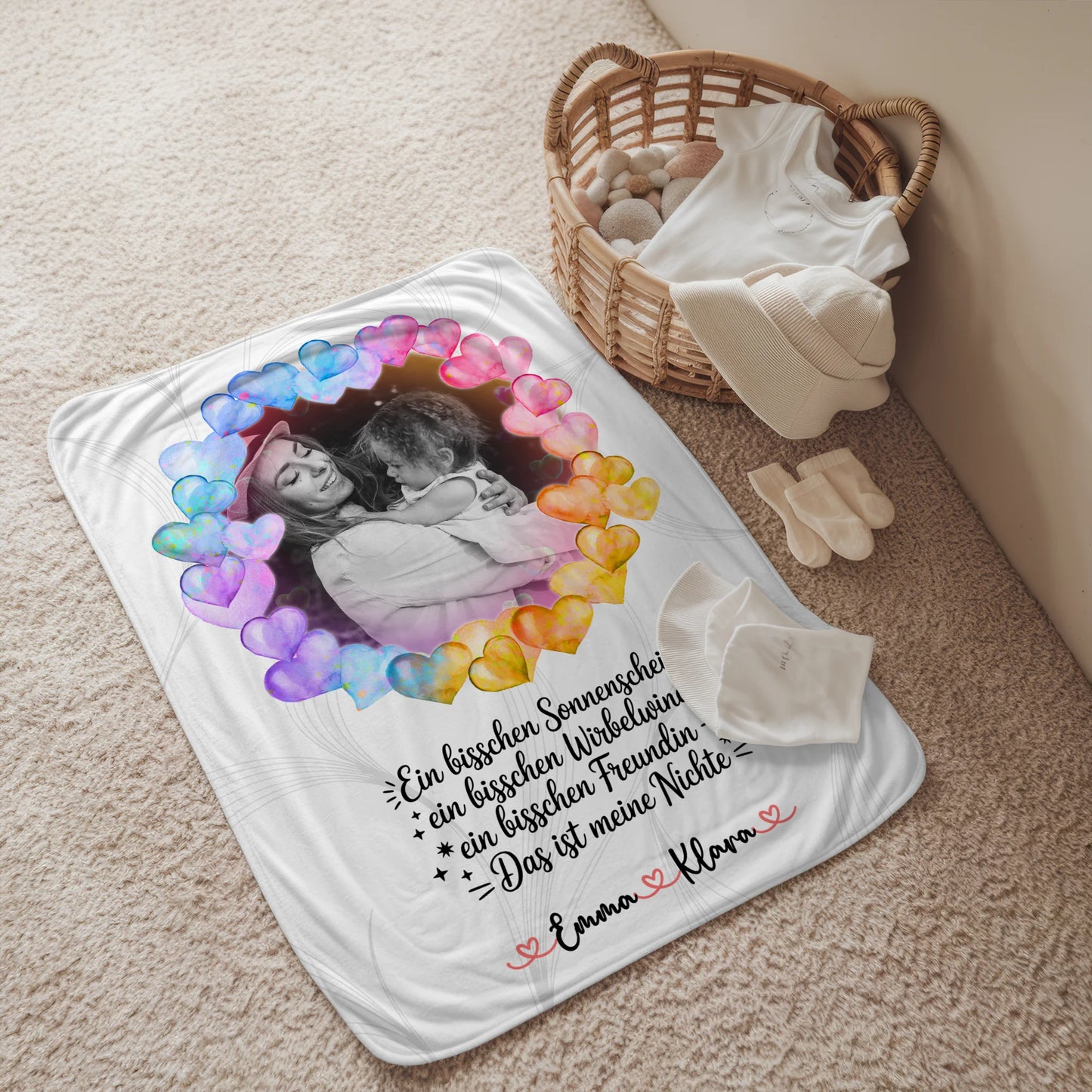 Kuscheldecke Mit Namen Und Motiv Sonnenschein Nichte - Namen & Foto, Wunschtext