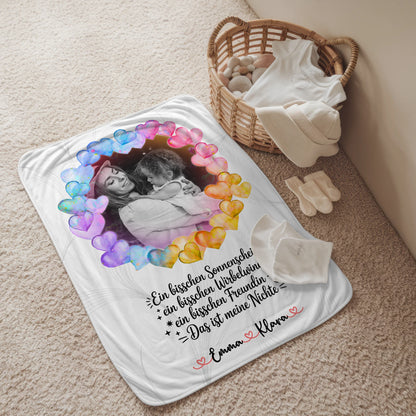 Kuscheldecke Mit Namen Und Motiv Sonnenschein Nichte - Namen & Foto, Wunschtext