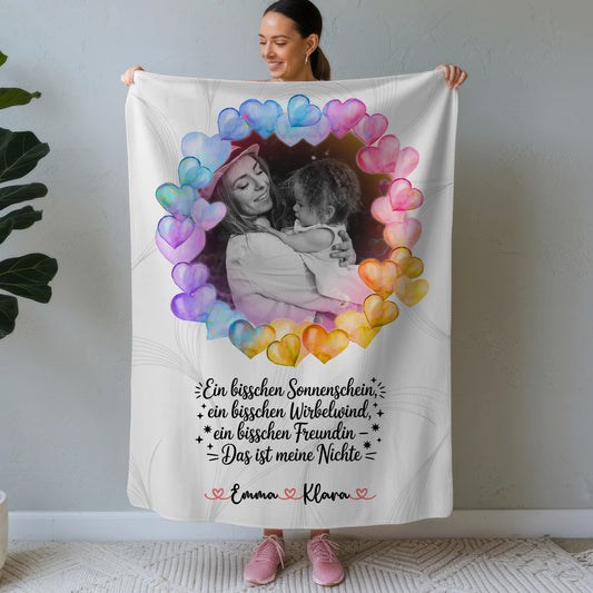 Kuscheldecke Mit Namen Und Motiv Sonnenschein Nichte - Namen & Foto, Wunschtext