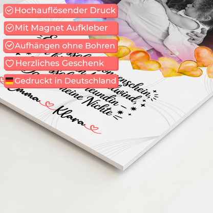 Poster Magnetisch personalisiert für Nichte Sonnenschein Wirbelwind mit 1 Foto & Namen