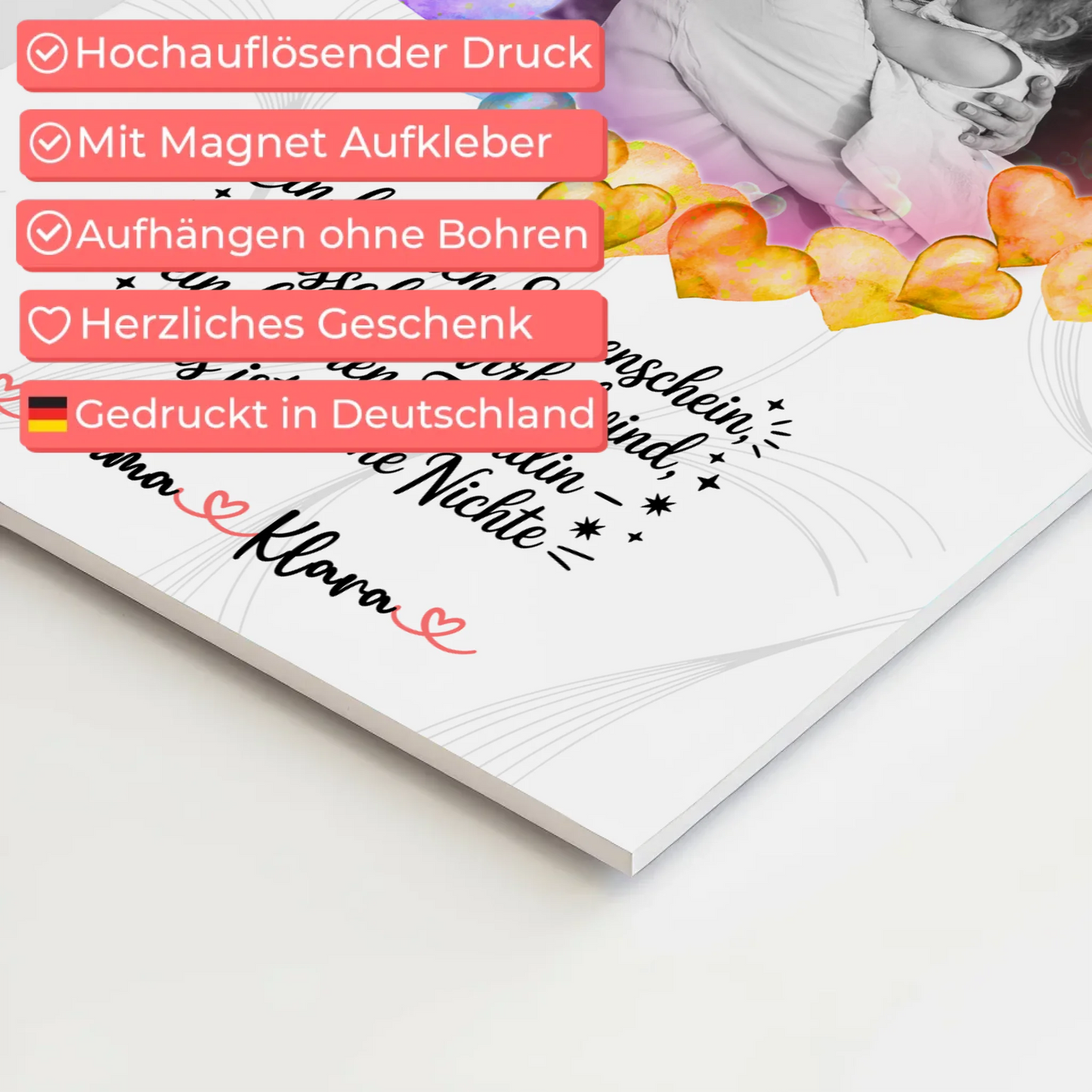 Poster Magnetisch personalisiert für Nichte Sonnenschein Wirbelwind mit 1 Foto & Namen