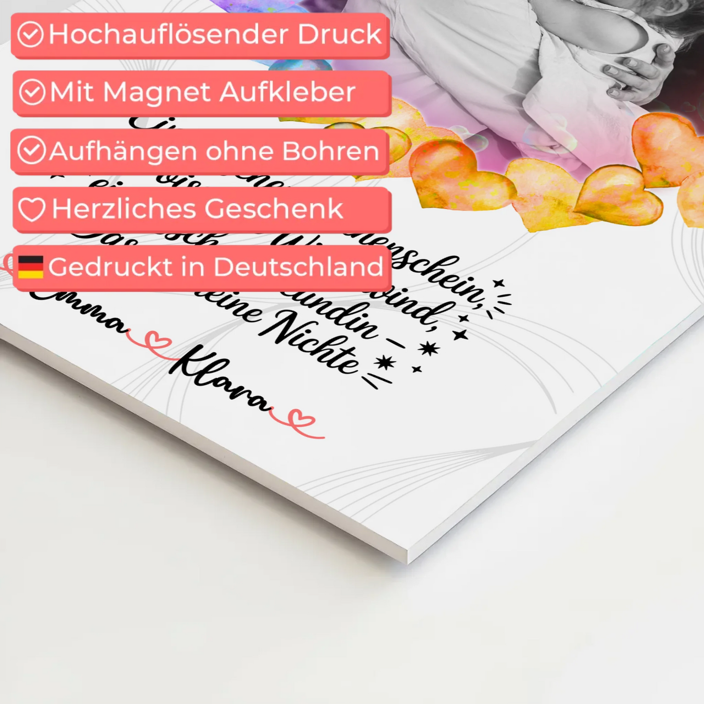 Poster Magnetisch personalisiert für Nichte Sonnenschein Wirbelwind mit 1 Foto & Namen