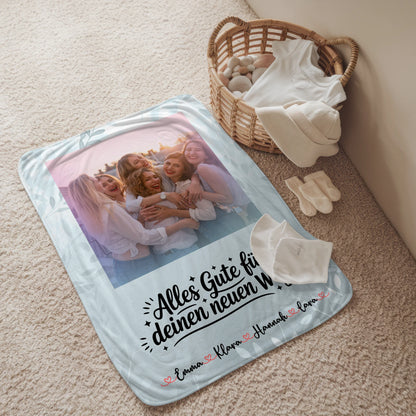 Kuscheldecke Mit Namen Und Motiv mit Foto & eigenem Spruch für Kollegin