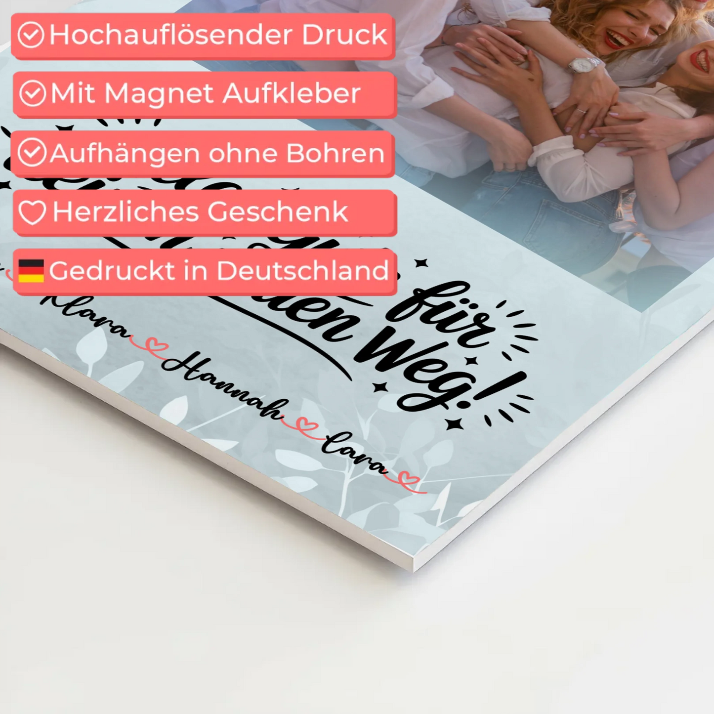 Magnetisches Fotoboard Wandbild Mit Foto, Namen und Wunschtext Alles Gute für deinen Weg