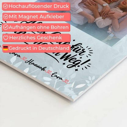 Magnetisches Fotoboard Wandbild Mit Foto, Namen und Wunschtext Alles Gute für deinen Weg