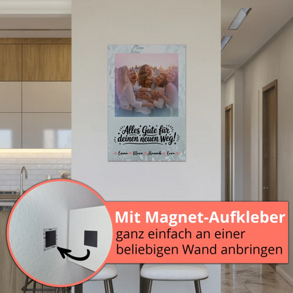 Magnetisches Fotoboard Wandbild Mit Foto, Namen und Wunschtext Alles Gute für deinen Weg