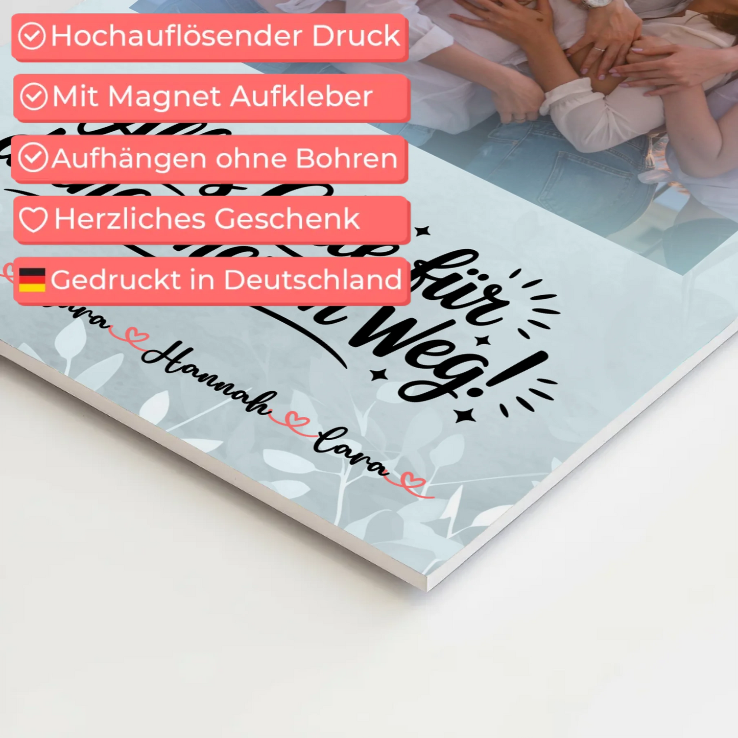 Magnetisches Fotoboard Wandbild Mit Foto, Namen und Wunschtext Alles Gute für deinen Weg