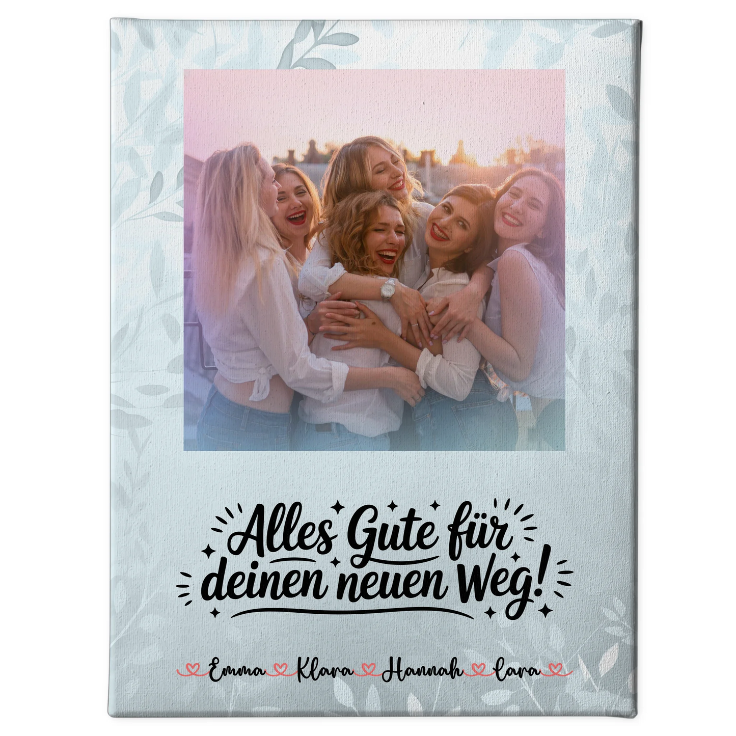 Leinwand Wandbild Fotocollage Alles Gute für deinen neuen Weg mit Foto, Namen & Wunschtext