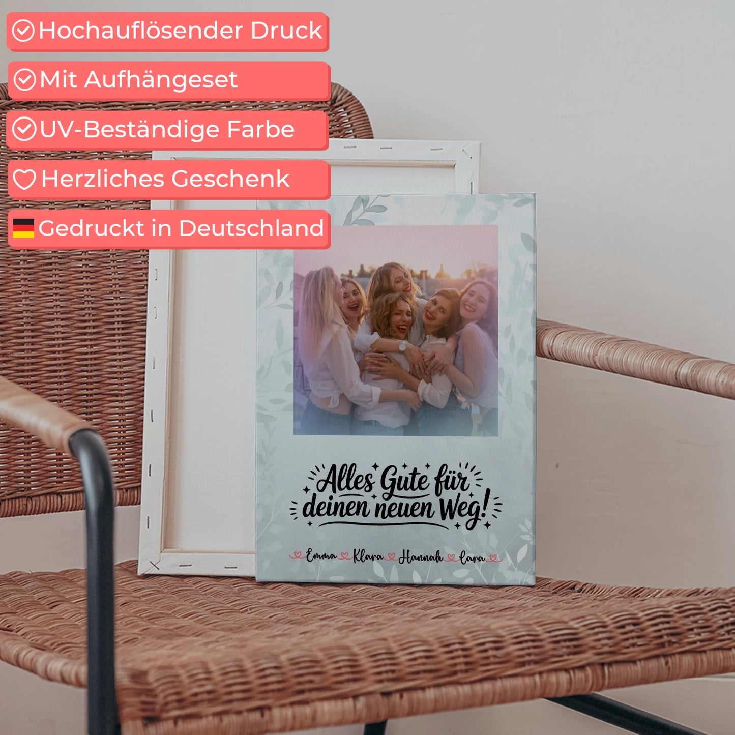 Leinwand Wandbild Fotocollage Alles Gute für deinen neuen Weg mit Foto, Namen & Wunschtext