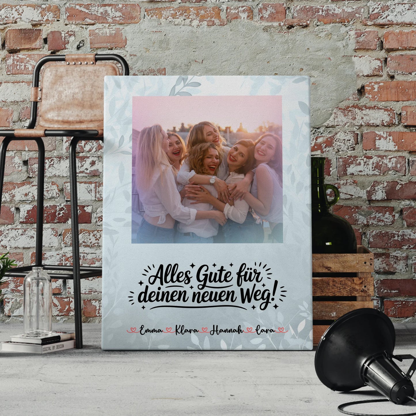 Leinwand Wandbild Fotocollage Alles Gute für deinen neuen Weg mit Foto, Namen & Wunschtext