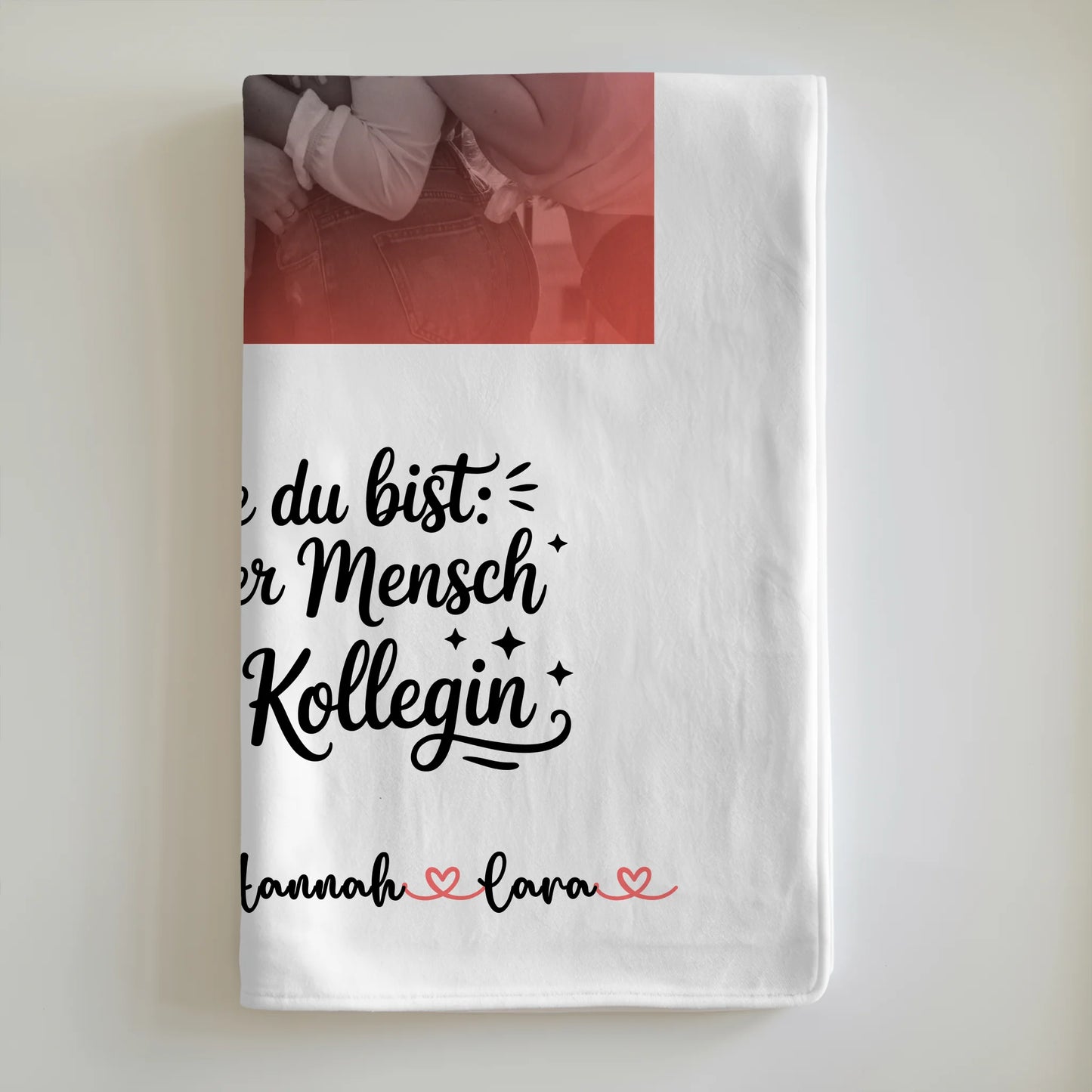 Personalisierte Kuscheldecke Mit Namen für Kollegin mit 1 Foto & Wunschtext