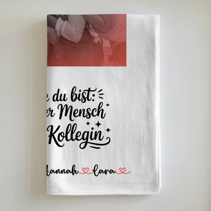 Personalisierte Kuscheldecke Mit Namen für Kollegin mit 1 Foto & Wunschtext