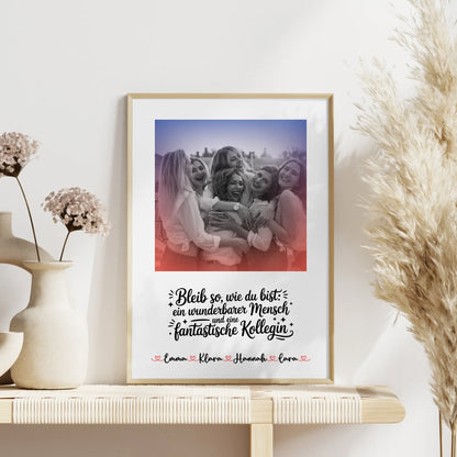 Team Abschied Poster Fantastische Kollegin mit Namen, Foto & Black & White mit Spruch