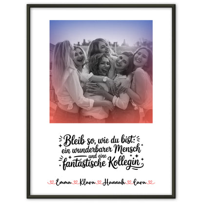 Team Abschied Poster Fantastische Kollegin mit Namen, Foto & Black & White mit Spruch