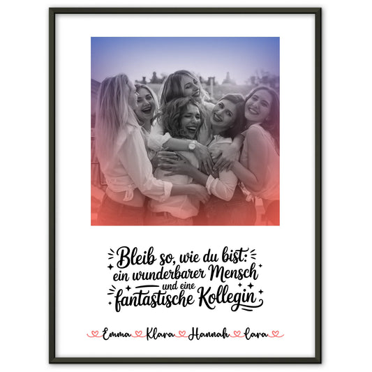 Team Abschied Poster Fantastische Kollegin mit Namen, Foto & Black & White mit Spruch